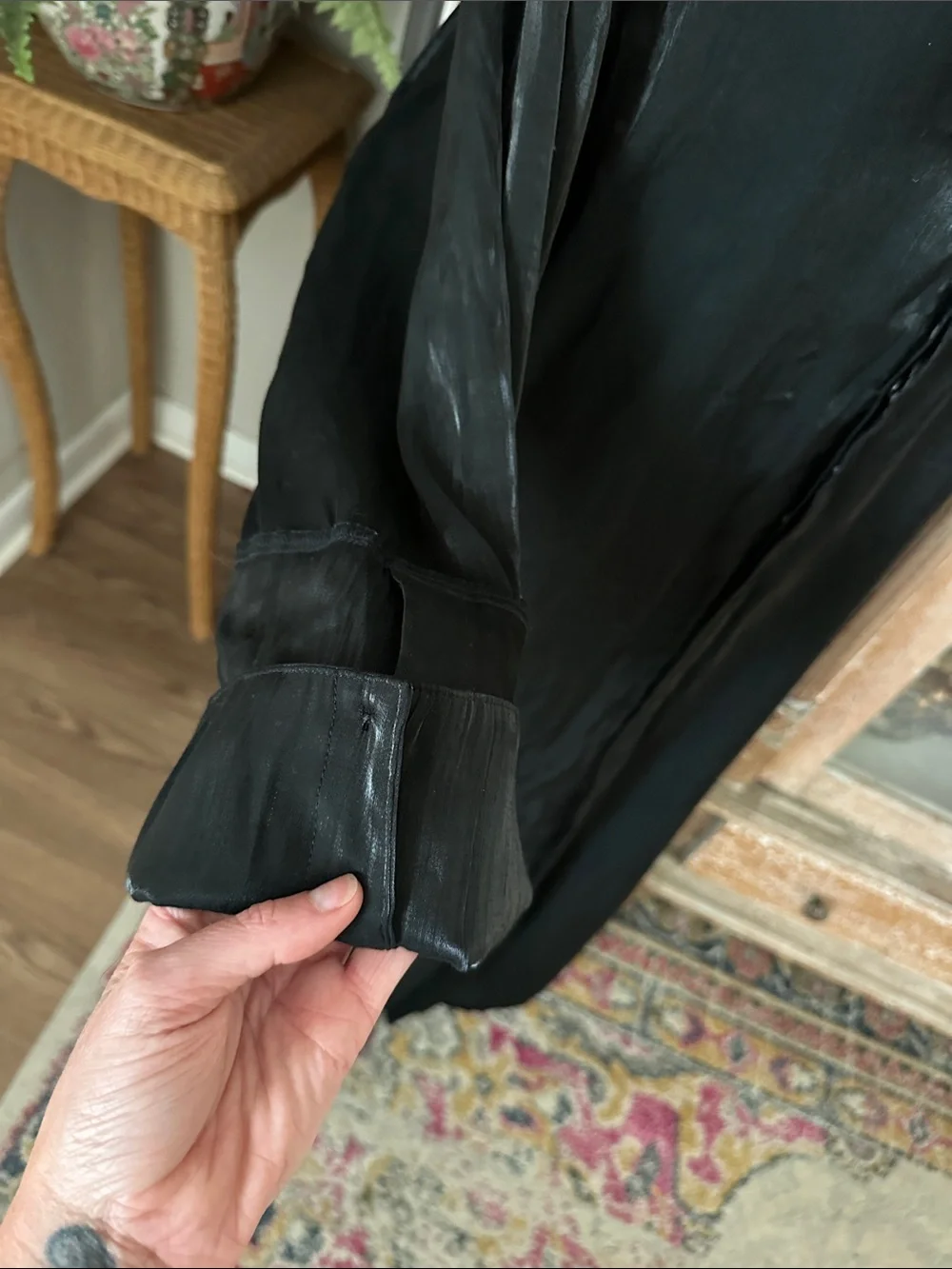 Liquid Black Duster Maxi Button Down Dress